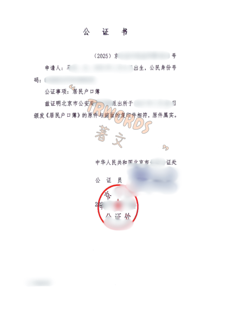 户口本公证
