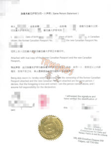 加拿大同一人声明