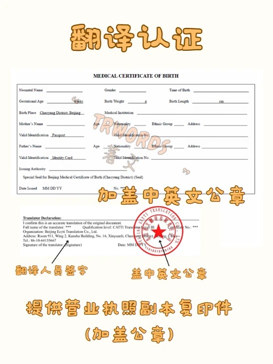 翻译认证盖章营业执照副本