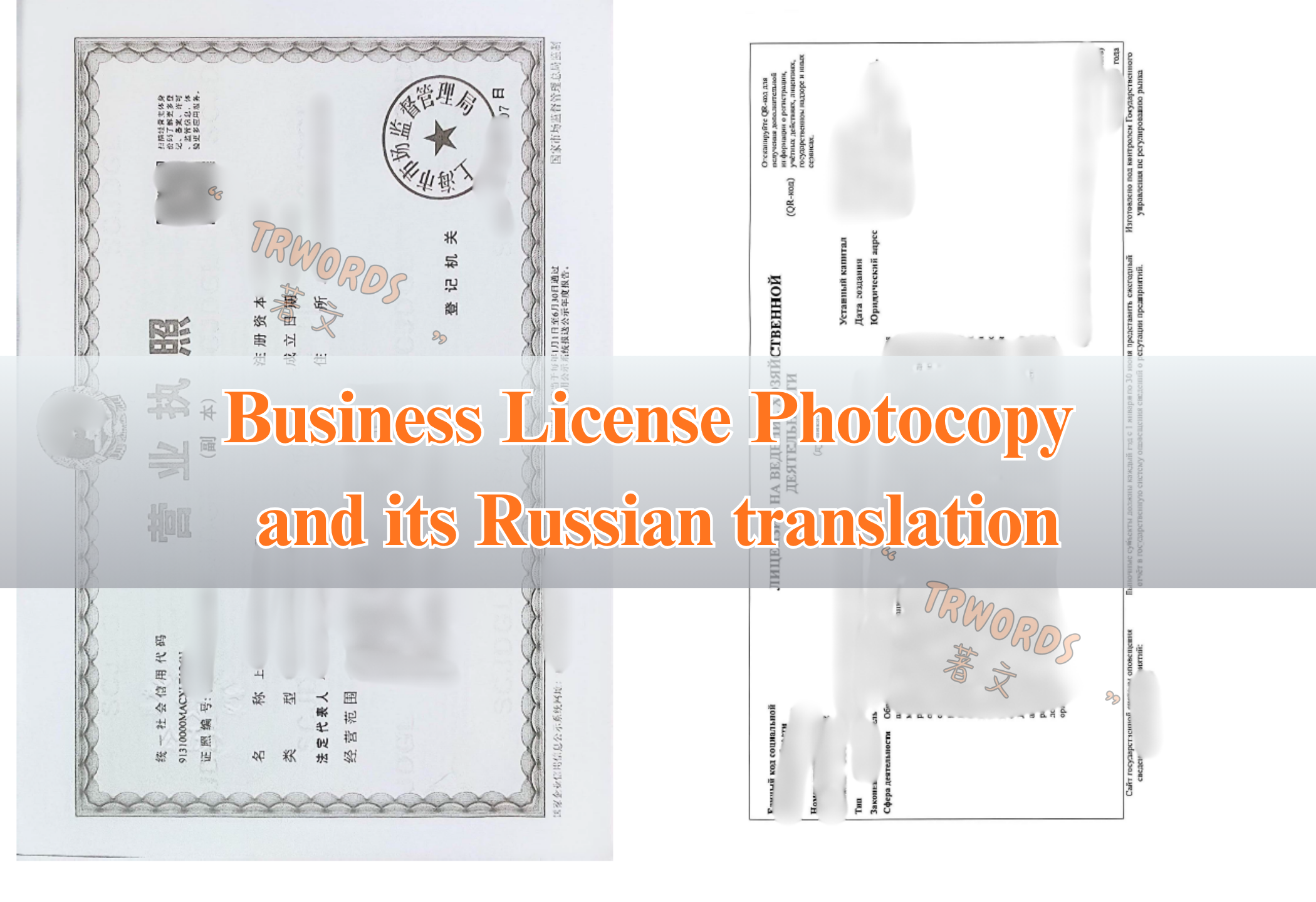 Business License Photocopy and its Russian translation