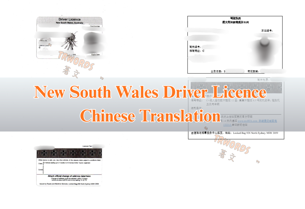 New South Wales Driver Licence Chinese Translation Sample