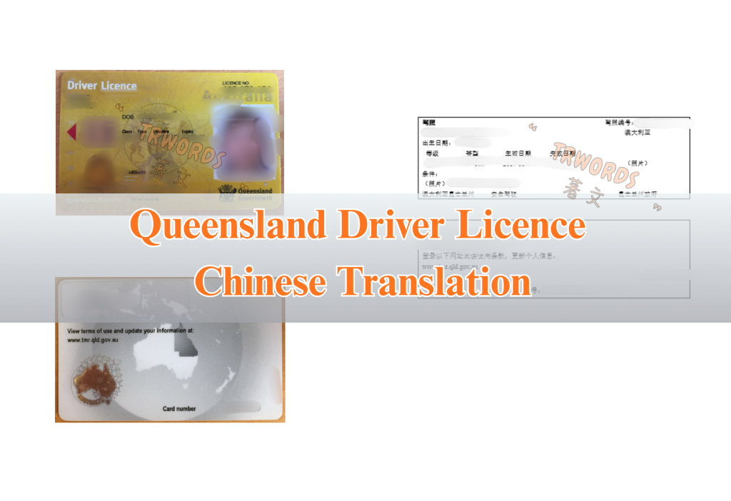 Queensland Driver Licence Chinese Translation Sample